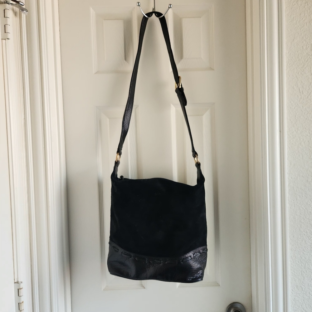 Ginnie Johansen Suede‎ Leather Hobo Bag With Long Strap